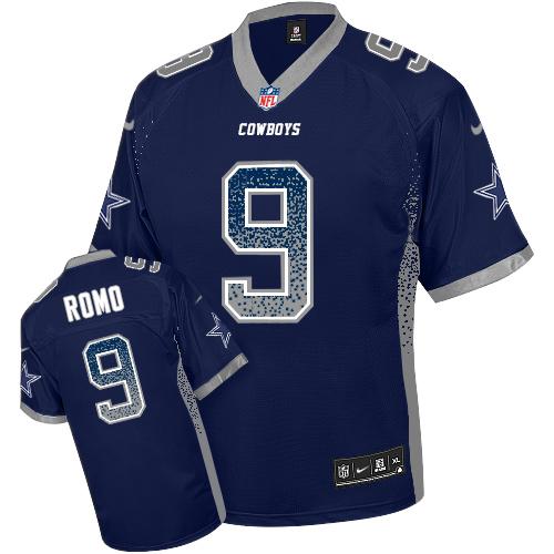 Nike Cowboys #9 Tony Romo Navy Blue Team Color Men's Stitched NFL Elite Drift Fashion Jersey - Click Image to Close
